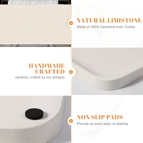 Marble Tray 12"x8" Natural Stone Vanity Tray for Countertop Bathroom Kitchen Dresser