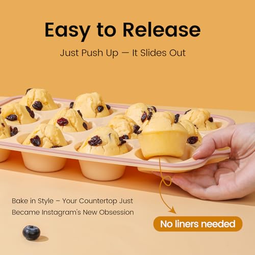 Silicone Muffin Pans for Baking 2 Pack