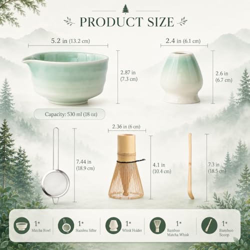 Japanese Matcha Set with Ceramic Bowl (5 Count)