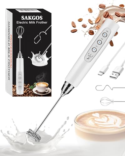 Milk Frother Wand Rechargeable Handheld Electric Whisk 3 Speed Adjustable