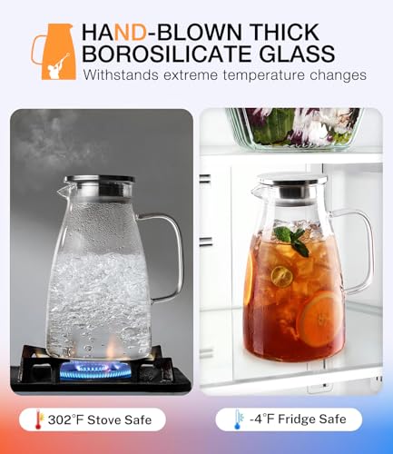 2 Liter 68oz Borosilicate Pitcher with Lid