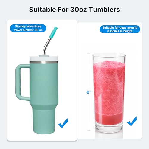 2 Pcs Stainless Steel Straw with Silicone Tips for 40 oz Stanley Tumbler