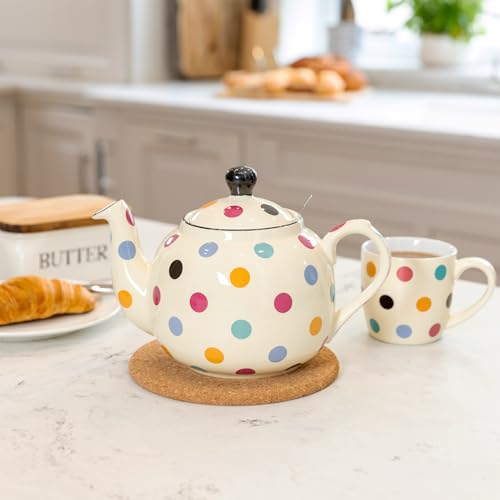 Farmhouse 4 Cup Ceramic Teapot with Removable Infuser and Lid
