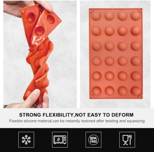 Mini 24 Cavity Semi Circular Silicone Mold (48 Count)