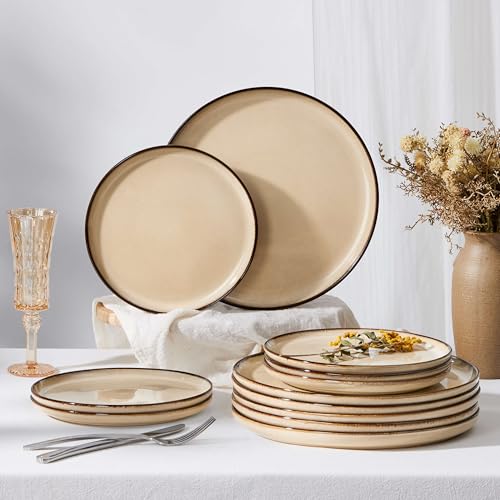 Ceramic 7.9 Inch Dinner Dessert Plates Set of 4 (4 Count)