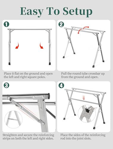 Folding Stainless Steel Laundry Drying Rack 79 Inches
