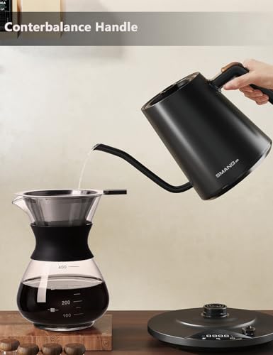 Electric Kettles Gooseneck Electric Kettle with 1°F Precision Temp Control Fast Boiling Pour Over Coffee & Tea Kettle