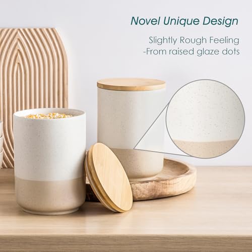 Sabine Large Ceramic Canister Set with Airtight Wood Lids (2 Count)