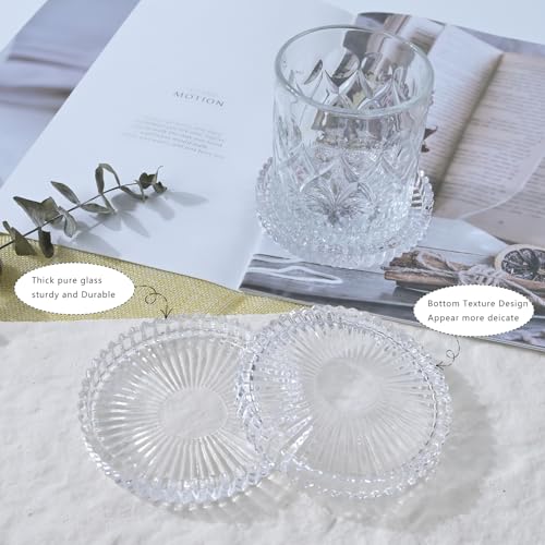Crystal Glass Coaster 6 Pack Round Cup Drinks Coasters (6 Count)