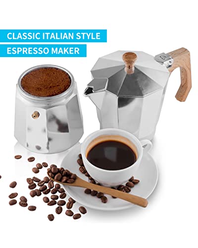 Stovetop Espresso Maker Aluminum Moka Pot 9 Espresso Cup