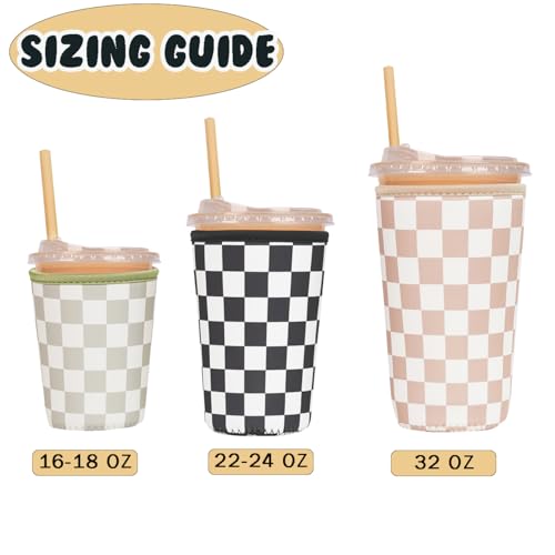 Reusable Insulated Neoprene Iced Coffee Cup Sleeve (3 Count)