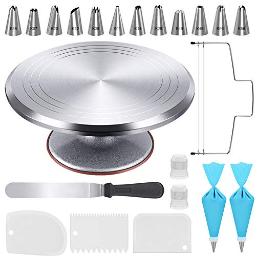 22 Aluminum Cake Stand Turntable Set for Decorating Baking Kit