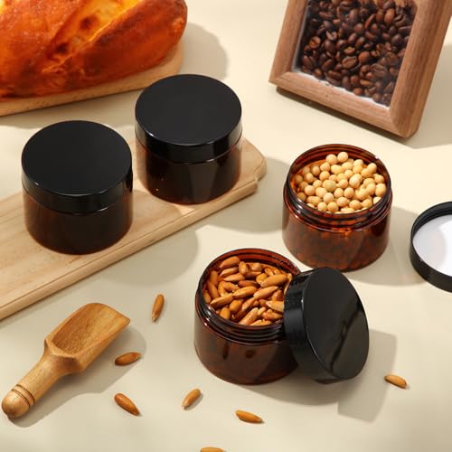 4 Pcs Plastic Jars Wide Mouth with Lids (4 Count)