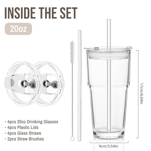 20oz Clear Tumbler with bamboo Lid and Straw