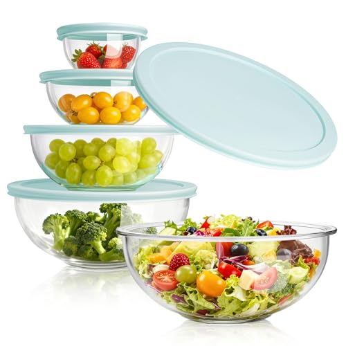 Glass Mixing Bowl with Lids Set of 5 (5 Count)