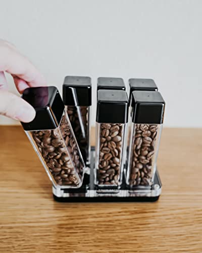6 Tubes Coffee Bean Cellars with Stand & Hopper (16 Ounce)