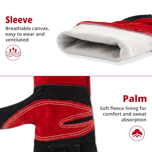 Animal Handling Gloves Size M Fit for Women & Small Hands Bite Proof Double Leather Reinforced Padding Dog