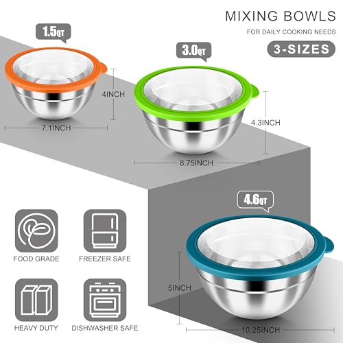 Mixing Bowls with Airtight Clear Lids (6 Count)