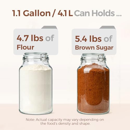 Large Glass Jars with Airtight Lids 1.1 Gallon 2 Pack Wide Mouth (2 Count)