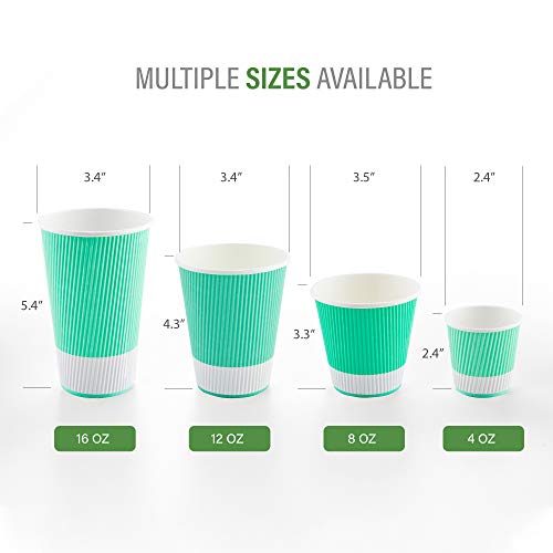 Ripple Wall Coffee Cups 25 Count8 Ounce Insulated Light Green Paper Cups