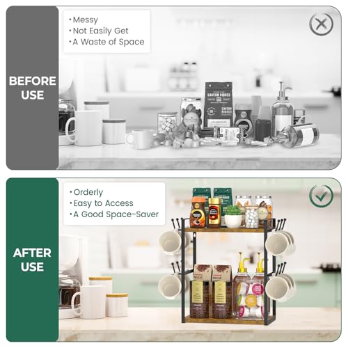 Coffee Station Bar Organizer Mug Holder Stand Countertop