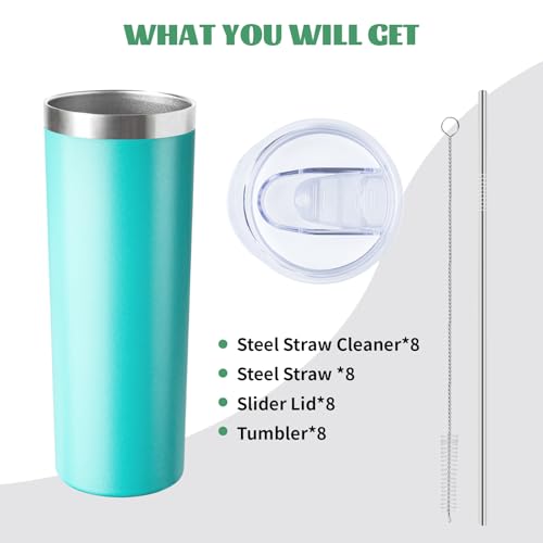 20 oz Skinny Tumbler with Lid and Straw (8 Count)