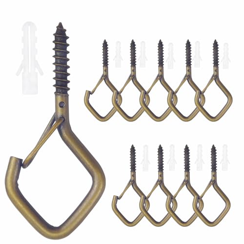 10 PCS Eye Screw Hooks for Hanging Heavy Duty with Safety Buckle.Metal Ceiling Hooks for Hanging Plants