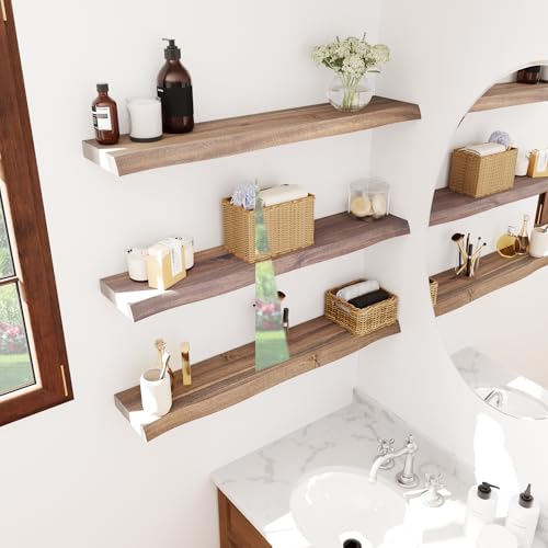 24'' Live Edge Floating Shelves for Wall (2 Count)