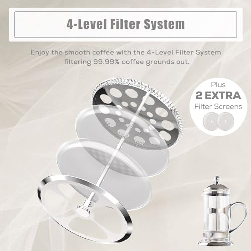 Silver French Press Coffee Maker