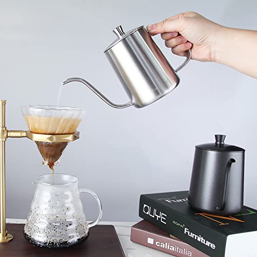 Gage Gooseneck Pour Over Coffee Kettle 12 oz Stainless Steel Hand Drip Long Narrow Spout