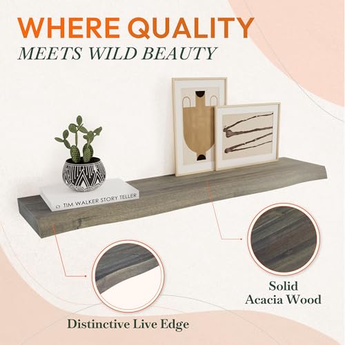 24'' Live Edge Floating Shelves for Wall (2 Count)