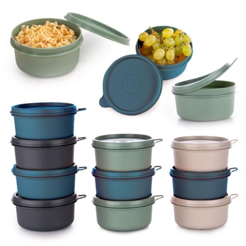 Set of 12 Small Round 9 oz Deli Containers with Lids (12 Count)
