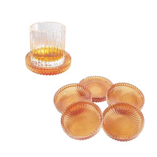 Crystal Glass Coaster 6 Pack Round Cup Drinks Coasters (6 Count)