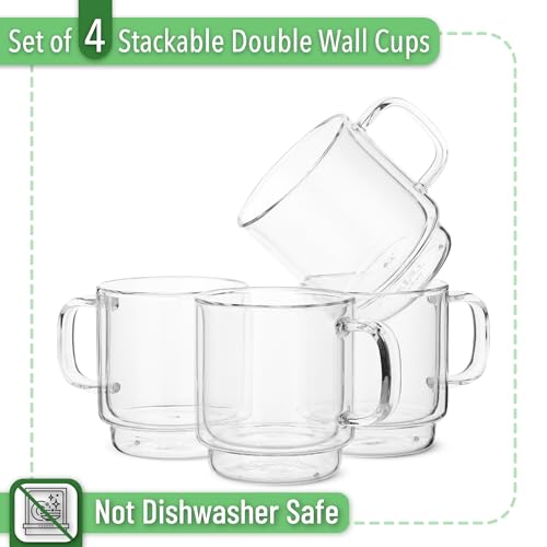 BTaT Double Walled Stackable Espresso Cups (4 Count)