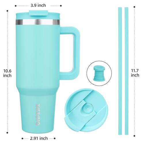 40 oz Insulated Tumbler with Handle & Straw