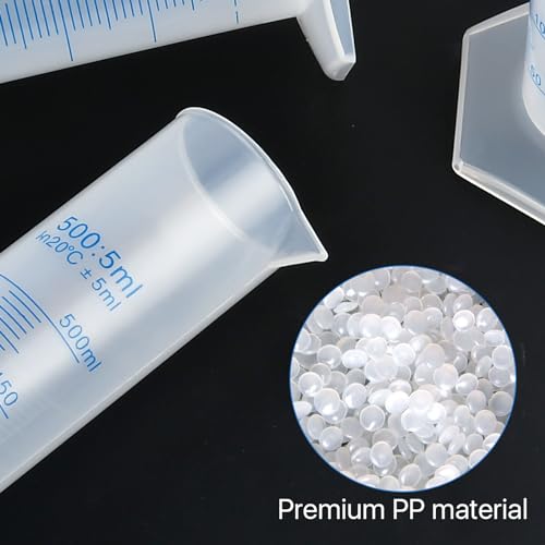 4 Packs 500ml Plastic Graduated Cylinder