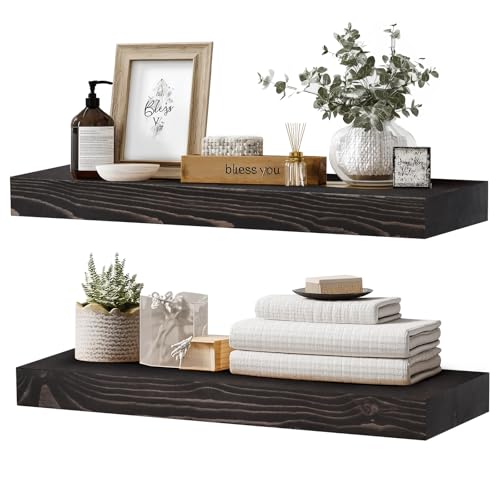 Solid Wood Floating Shelves (2 Count)
