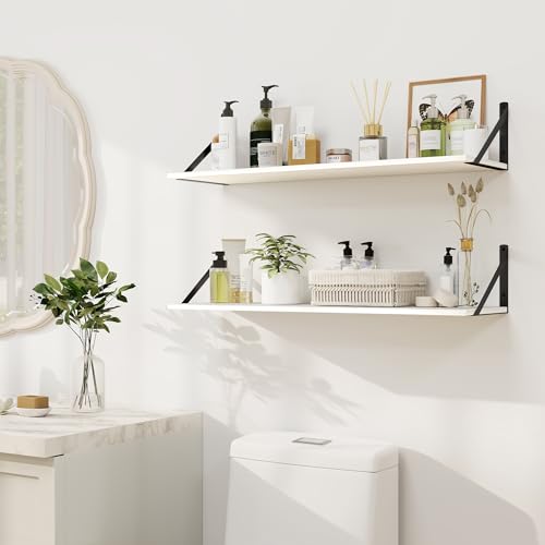 White Deep Floating Shelves for Wall (2 Count)
