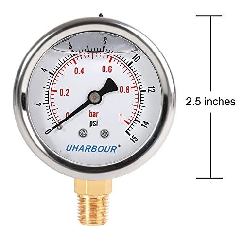 Glycerin Low Pressure Gauge 15psi