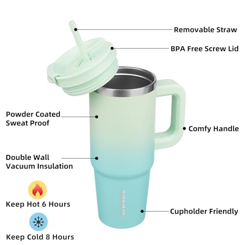 30 oz Insulated Tumbler with Handle & Straw
