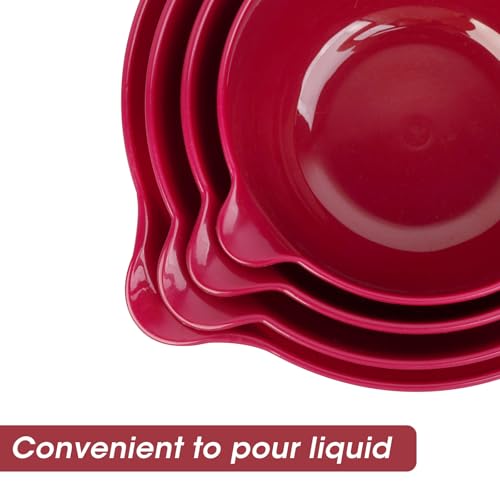 4 Pack Nesting Mixing Bowl Set with Pour Spout and Handle