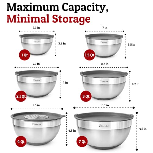 6pc Stainless Steel Mixing Bowls with Lids Set (6 Count)