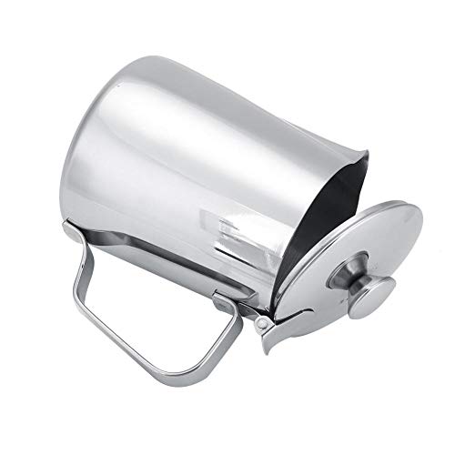 Stainless Steel Coffee Cup Mug Milk Frothing Pitcher Jug with Lid for Latte Coffee Art for Office Kitchen with handle