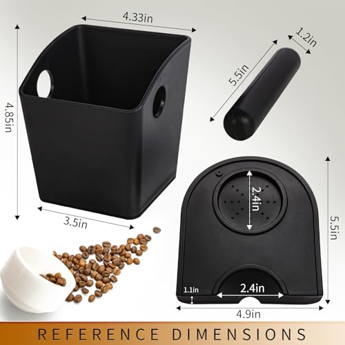 Knock Box Square High Sidewall Design Espresso Knock Box Tamping Mat Espresso Machine Accessories Set of 2 with Removable Knock Bar and Anti (2 Count)
