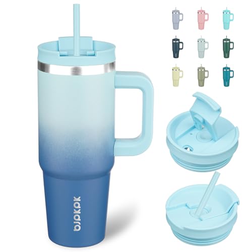 30 oz Insulated Tumbler with Handle & Straw