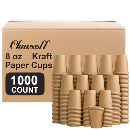 1000 Pack 8 oz Paper Cups Brown Kraft Disposable Paper Coffee Cups (1000 Count)
