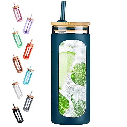 20oz Glass Tumbler with Straw and Lid