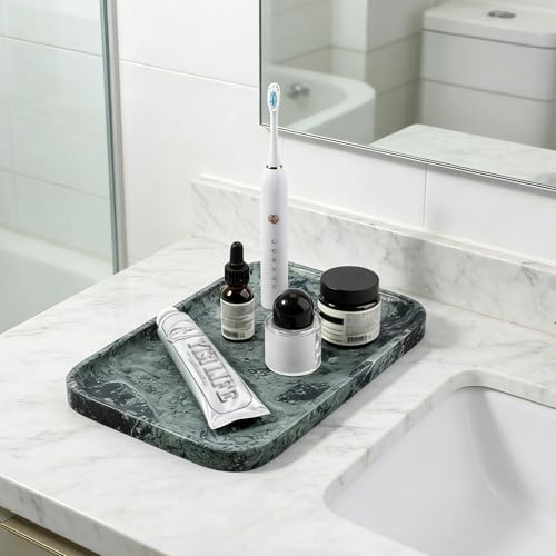Marble Tray 12"x8" Marble Vanity Tray for Countertop Bathroom Kitchen Dresser