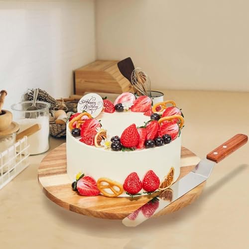 12" Acacia Wood Revolving Cake Stand