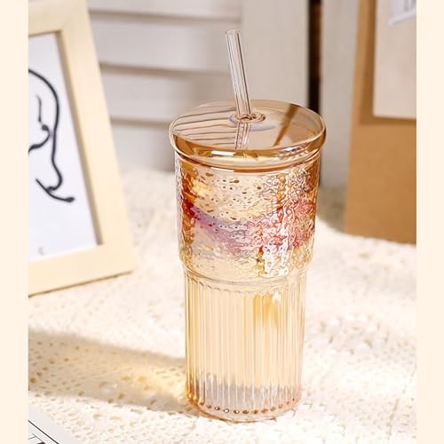 Glass Cups with Lids and Straws (2 Count)